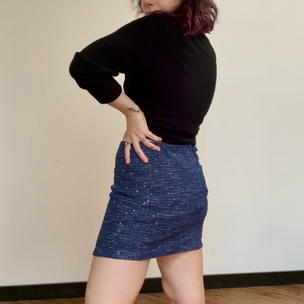 Alice + Olivia Blue Tweed Mini Skirt - Picture 3 of 3